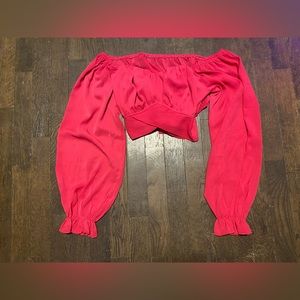 Hot pink cropped long sleeve shirt